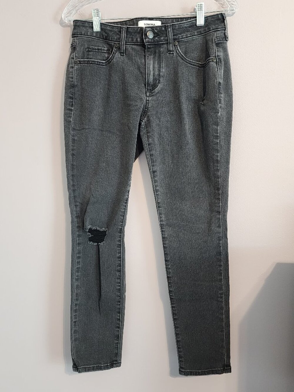 2/$25 Sonoma Goods for Life Skinny Distressed Gray Jeans - Size 6 Short
